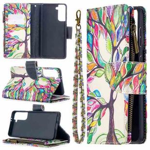 For Samsung Galaxy S30 Colored Drawing Pattern Zipper Horizontal Flip Leather Case with Holder & Card Slots & Wallet(Tree)