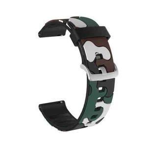 20mm For Fossil Gen 5 Carlyle / Julianna / Garrett / Carlyle HR Camouflage Silicone  Watch Band with Silver Buckle(3)