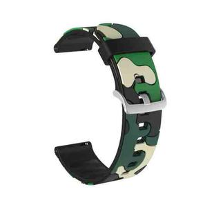 20mm For Fossil Gen 5 Carlyle / Julianna / Garrett / Carlyle HR Camouflage Silicone  Watch Band with Silver Buckle(4)