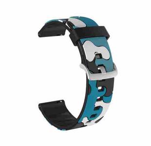 20mm For Fossil Mens Sport Camouflage Silicone  Watch Band with Silver Buckle(6)