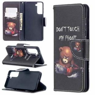For Samsung Galaxy S21 5G Colored Drawing Pattern Horizontal Flip Leather Case with Holder & Card Slots & Wallet(Bear)
