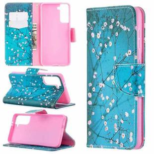 For Samsung Galaxy S21 5G Colored Drawing Pattern Horizontal Flip Leather Case with Holder & Card Slots & Wallet(Plum Blossom)