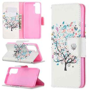 For Samsung Galaxy S21 5G Colored Drawing Pattern Horizontal Flip Leather Case with Holder & Card Slots & Wallet(Little Tree)