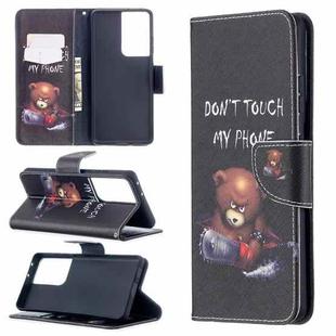 For Samsung Galaxy S21 Ultra 5G Colored Drawing Pattern Horizontal Flip Leather Case with Holder & Card Slots & Wallet(Bear)