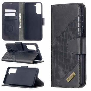 For Samsung Galaxy S21+ 5G Matching Color Crocodile Texture Horizontal Flip PU Leather Case with Wallet & Holder & Card Slots(Black)