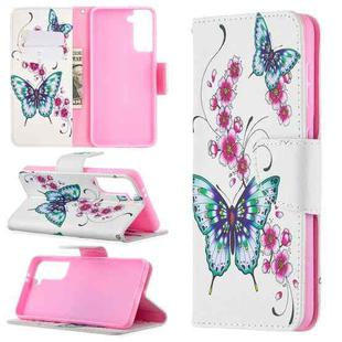 For Samsung Galaxy S30 Colored Drawing Pattern Horizontal Flip Leather Case with Holder & Card Slots & Wallet(Two Butterflies)