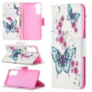 For Samsung Galaxy S30 Plus Colored Drawing Pattern Horizontal Flip Leather Case with Holder & Card Slots & Wallet(Two Butterflies)