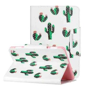 For Amazon Kindle Fire HD 8 (2020) Colored Drawing Pattern Horizontal Flip Leather Case with Holder & Card Slots & Wallet(Cactus)
