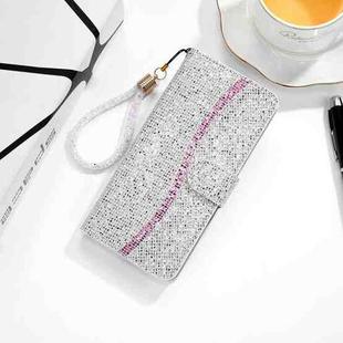 For Samsung Galaxy S21+ 5G Glitter Powder Horizontal Flip Leather Case with Card Slots & Holder & Lanyard(Silver)