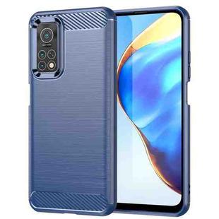 For Xiaomi Mi 10T Pro 5G Brushed Texture Carbon Fiber TPU Case(Navy Blue)