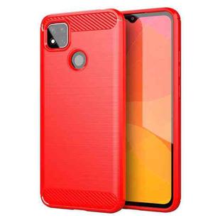 For Xiaomi Redmi 9C Brushed Texture Carbon Fiber TPU Case(Red)