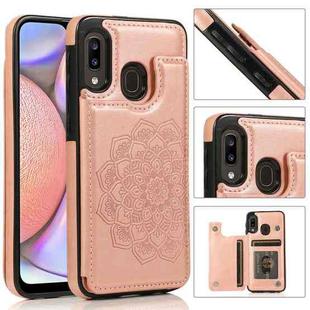 For Samsung Galaxy A10e / A20e Double Buckle Mandala Pattern PU+TPU Protective Case with Card Slots & Holder & Photo Frame(Rose Gold)