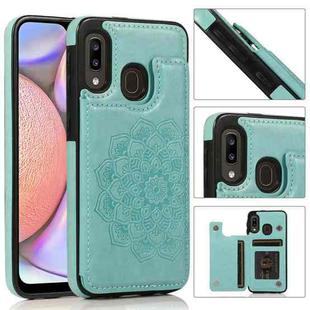 For Samsung Galaxy A10e / A20e Double Buckle Mandala Pattern PU+TPU Protective Case with Card Slots & Holder & Photo Frame(Green)
