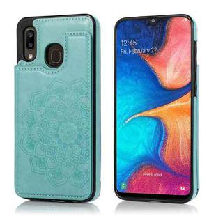 For Samsung Galaxy A20 / A30 Double Buckle Mandala Pattern PU+TPU Protective Case with Card Slots & Holder & Photo Frame(Green)
