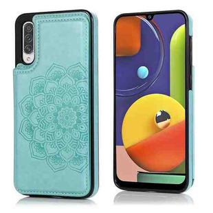 For Samsung Galaxy A50 / A50s Double Buckle Mandala Pattern PU+TPU Protective Case with Card Slots & Holder & Photo Frame(Green)