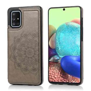 For Samsung Galaxy A71 / A81 / A10 / A91 Double Buckle Mandala Pattern PU+TPU Protective Case with Card Slots & Holder & Photo Frame(Grey)