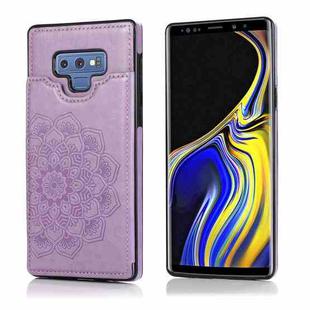 For Samsung Galaxy Note9 Double Buckle Mandala Pattern PU+TPU Protective Case with Card Slots & Holder & Photo Frame(Purple)