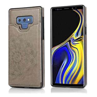 For Samsung Galaxy Note9 Double Buckle Mandala Pattern PU+TPU Protective Case with Card Slots & Holder & Photo Frame(Grey)
