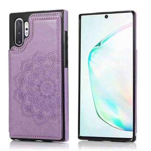 For Samsung Galaxy Note 10 Plus Double Buckle Mandala Pattern PU+TPU Protective Case with Card Slots & Holder & Photo Frame(Purple)