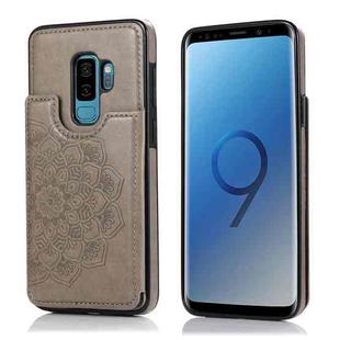For Samsung Galaxy S9 Double Buckle Mandala Pattern PU+TPU Protective Case with Card Slots & Holder & Photo Frame(Grey)