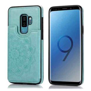For Samsung Galaxy S9 Plus Double Buckle Mandala Pattern PU+TPU Protective Case with Card Slots & Holder & Photo Frame(Green)