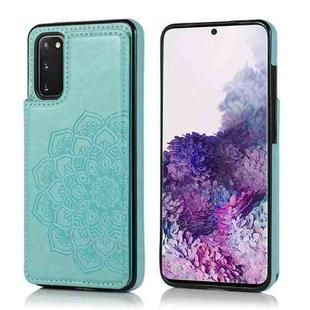 For Samsung Galaxy S20 Plus Double Buckle Mandala Pattern PU+TPU Protective Case with Card Slots & Holder & Photo Frame(Green)