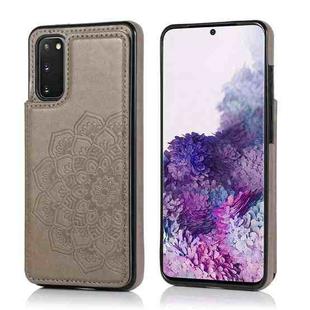 For Samsung Galaxy S20 Plus Double Buckle Mandala Pattern PU+TPU Protective Case with Card Slots & Holder & Photo Frame(Grey)