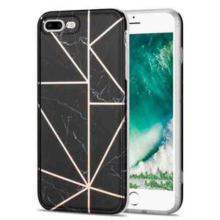 Electroplating Stitching Marbled IMD Stripe Straight Edge Rubik Cube Phone Protective Case For iPhone 8 Plus / 7 Plus(Black)