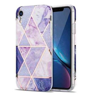 Electroplating Stitching Marbled IMD Stripe Straight Edge Rubik Cube Phone Protective Case For iPhone XR(Light Purple)