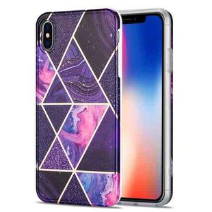 Electroplating Stitching Marbled IMD Stripe Straight Edge Rubik Cube Phone Protective Case For iPhone XS Max(Dark Purple)