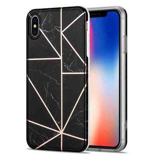Electroplating Stitching Marbled IMD Stripe Straight Edge Rubik Cube Phone Protective Case For iPhone XS Max(Black)