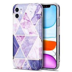 Electroplating Stitching Marbled IMD Stripe Straight Edge Rubik Cube Phone Protective Case For iPhone 11(Light Purple)