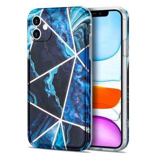 Electroplating Stitching Marbled IMD Stripe Straight Edge Rubik Cube Phone Protective Case For iPhone 11(Blue)