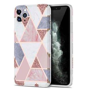Electroplating Stitching Marbled IMD Stripe Straight Edge Rubik Cube Phone Protective Case For iPhone 11 Pro Max(Light Pink)
