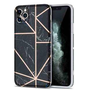 Electroplating Stitching Marbled IMD Stripe Straight Edge Rubik Cube Phone Protective Case For iPhone 11 Pro Max(Black)