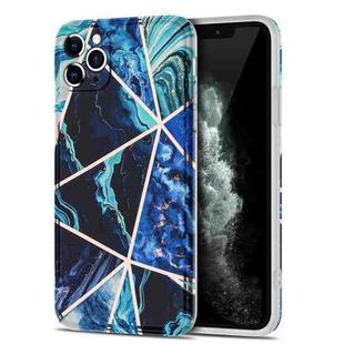 Electroplating Stitching Marbled IMD Stripe Straight Edge Rubik Cube Phone Protective Case For iPhone 11 Pro Max(Blue)