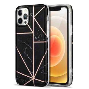 Electroplating Stitching Marbled IMD Stripe Straight Edge Rubik Cube Phone Protective Case For iPhone 12 Pro Max(Black)