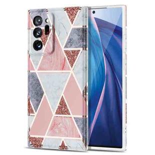 For Samsung Galaxy Note20 Ultra Electroplating Stitching Marbled IMD Stripe Straight Edge Rubik Cube Phone Protective Case(Light Pink)
