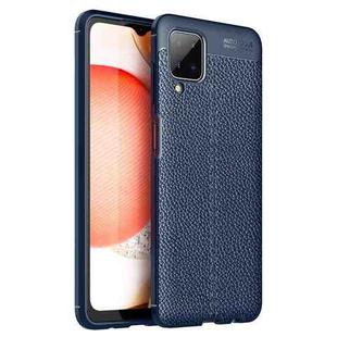 For Samsung Galaxy A12 Litchi Texture TPU Shockproof Case(Navy Blue)