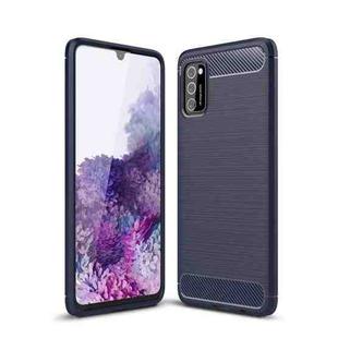 For Samsung Galaxy A02s Brushed Texture Carbon Fiber TPU Case(Navy Blue)