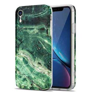 TPU Glossy Marble Pattern IMD Protective Case For iPhone XR(Emerald Green)