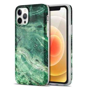 TPU Glossy Marble Pattern IMD Protective Case For iPhone 12(Emerald Green)