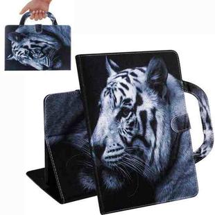 For Lenovo Tab M10 FHD Plus TB-X606 Portable Coloured Drawing Horizontal Flip Leather Case with Holder & Card Slots & Wallet(White Tiger)