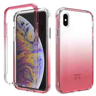 For iPhone X / XS Shockproof  High Transparency Two-color Gradual Change PC+TPU Candy Colors Protective Case(Red)