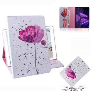 For Lenovo Tab M10 FHD Plus TB-X606 Coloured Drawing Horizontal Flip Leather Case with Holder & Card Slots & Wallet(Purple Orchid)