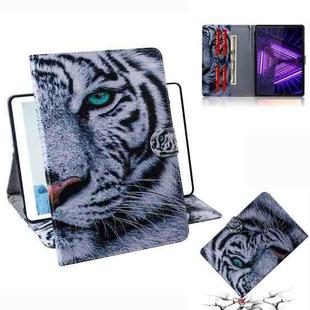 For Lenovo Tab M10 FHD Plus TB-X606 Coloured Drawing Horizontal Flip Leather Case with Holder & Card Slots & Wallet(Tiger)