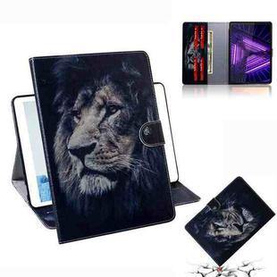 For Lenovo Tab M10 FHD Plus TB-X606 Coloured Drawing Horizontal Flip Leather Case with Holder & Card Slots & Wallet(Lion)