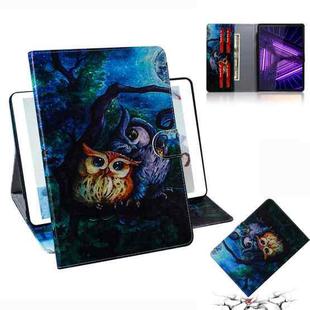 For Lenovo Tab M10 FHD Plus TB-X606 Coloured Drawing Horizontal Flip Leather Case with Holder & Card Slots & Wallet(Owl)