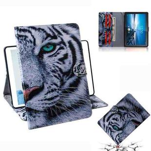 For Lenovo Tab M10 FHD REL TB-X605 Coloured Drawing Horizontal Flip Leather Case with Holder & Card Slots & Wallet(Tiger)