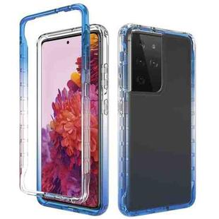 For Samsung Galaxy S21 Ultra 5G Shockproof  High Transparency Two-color Gradual Change PC+TPU Candy Colors Protective Case(Blue)